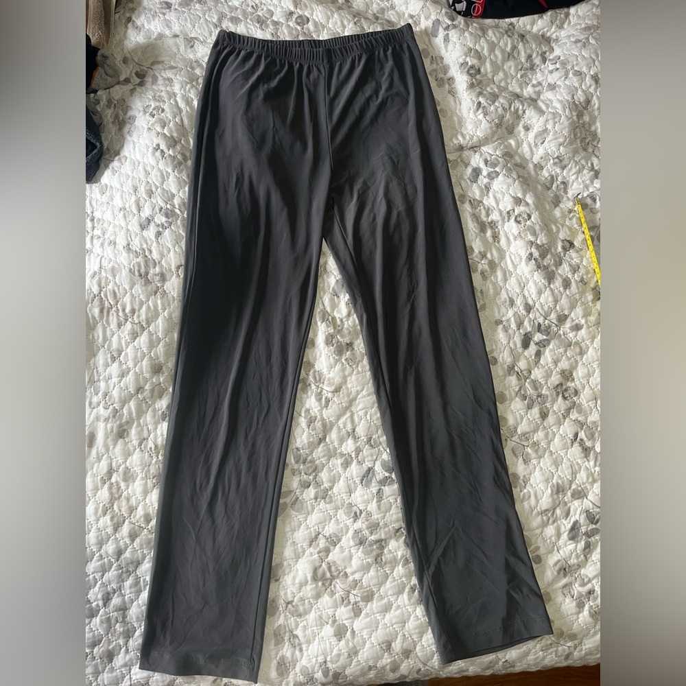 CLARA SUNWOO Elegant Dark Gray Dress Pants stretchy waist